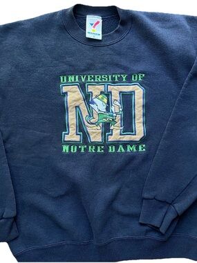 Vintage University of Notre Dame Navy Crewneck Sweatshirt